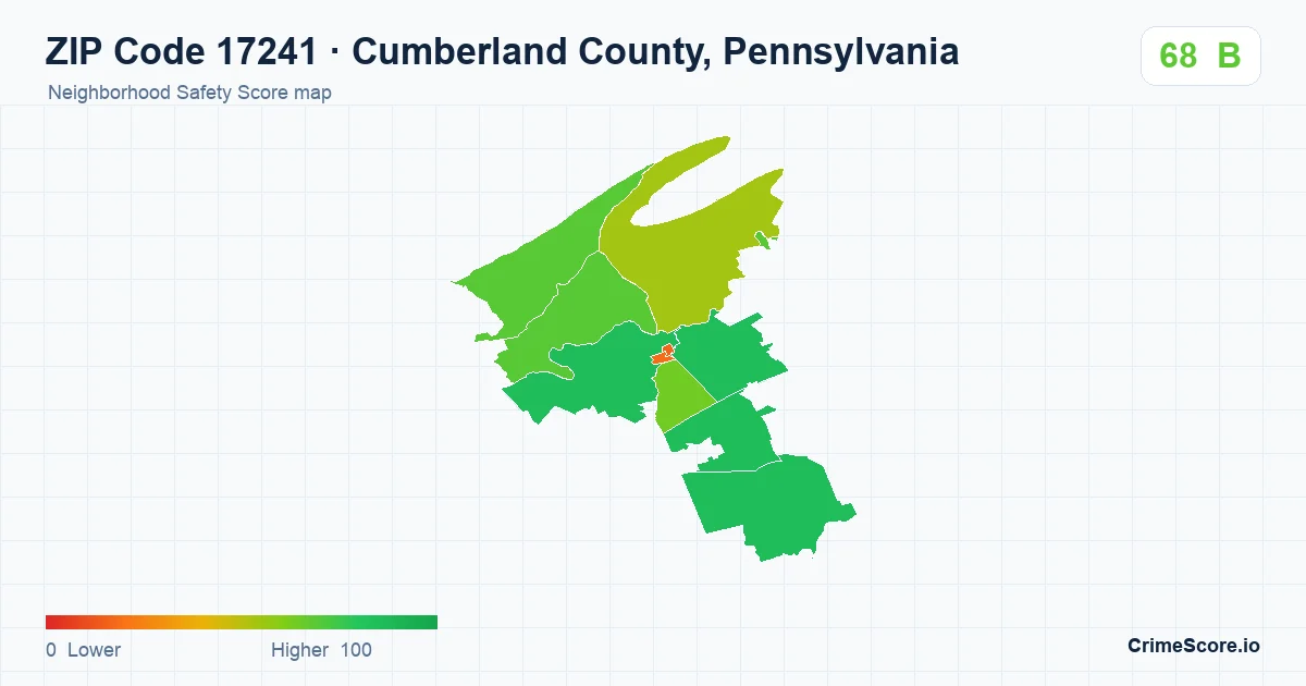 ZIP Code 17241 in Cumberland County, Pennsylvania neighborhood Safety Score map