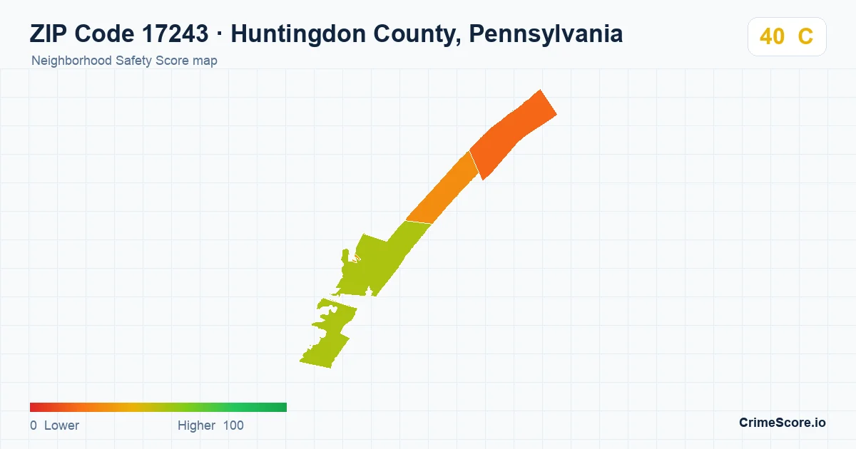 ZIP Code 17243 in Huntingdon County, Pennsylvania neighborhood Safety Score map