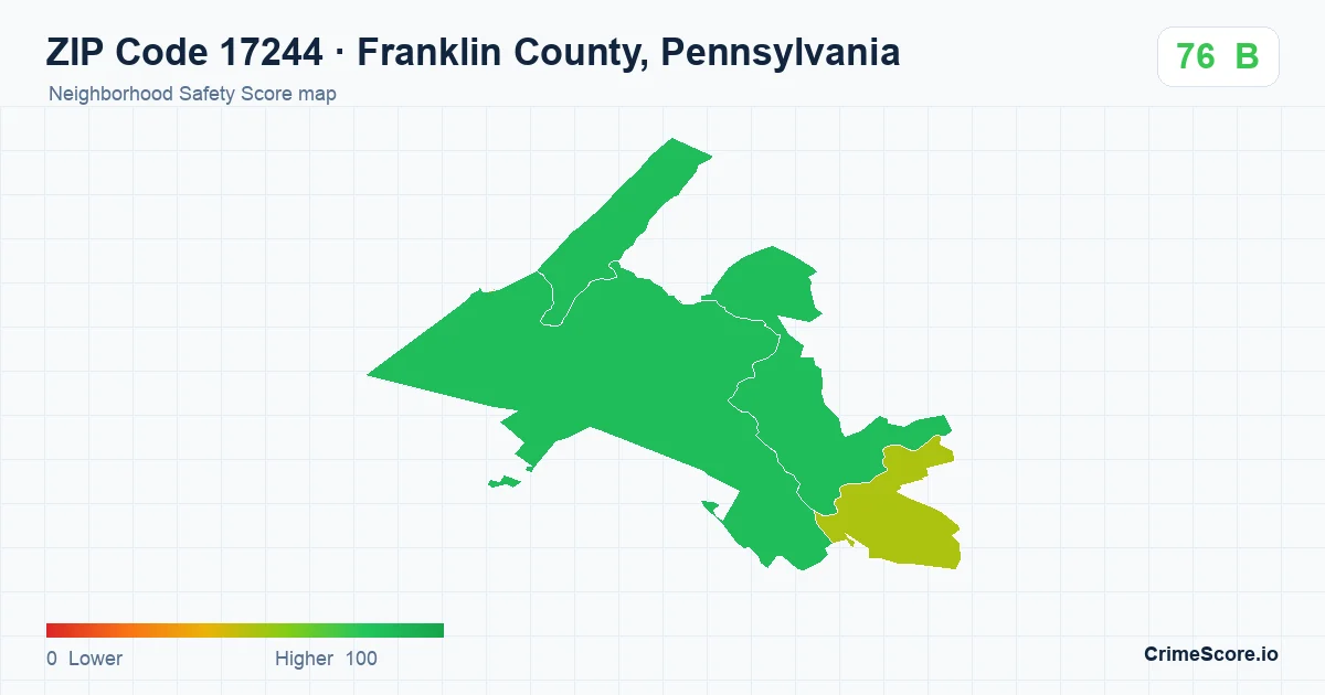 ZIP Code 17244 in Franklin County, Pennsylvania neighborhood Safety Score map