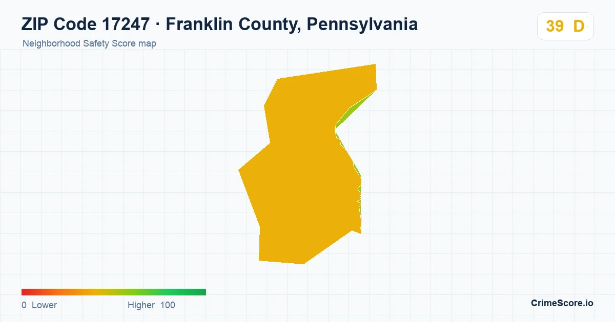 ZIP Code 17247 in Franklin County, Pennsylvania neighborhood Safety Score map