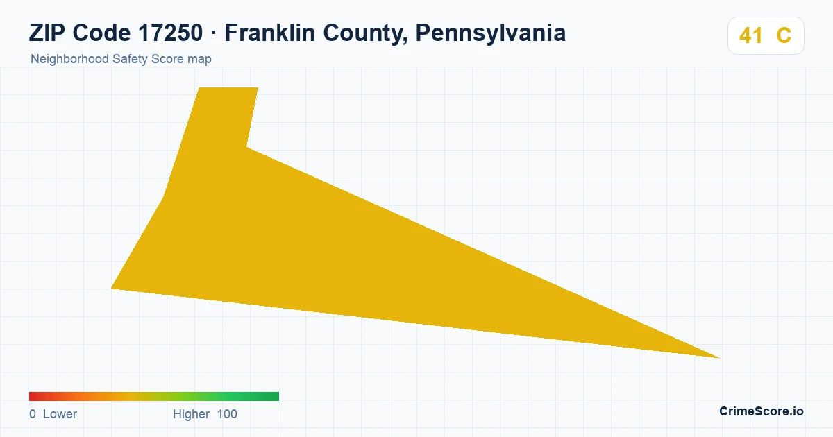 ZIP Code 17250 in Franklin County, Pennsylvania neighborhood Safety Score map