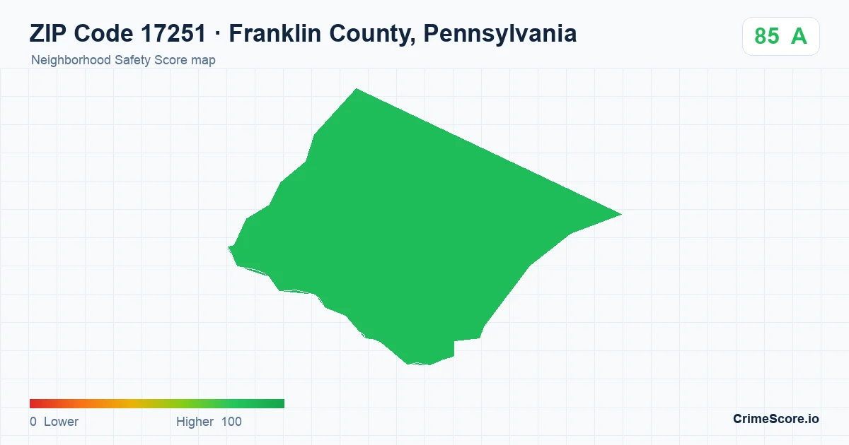 ZIP Code 17251 in Franklin County, Pennsylvania neighborhood Safety Score map