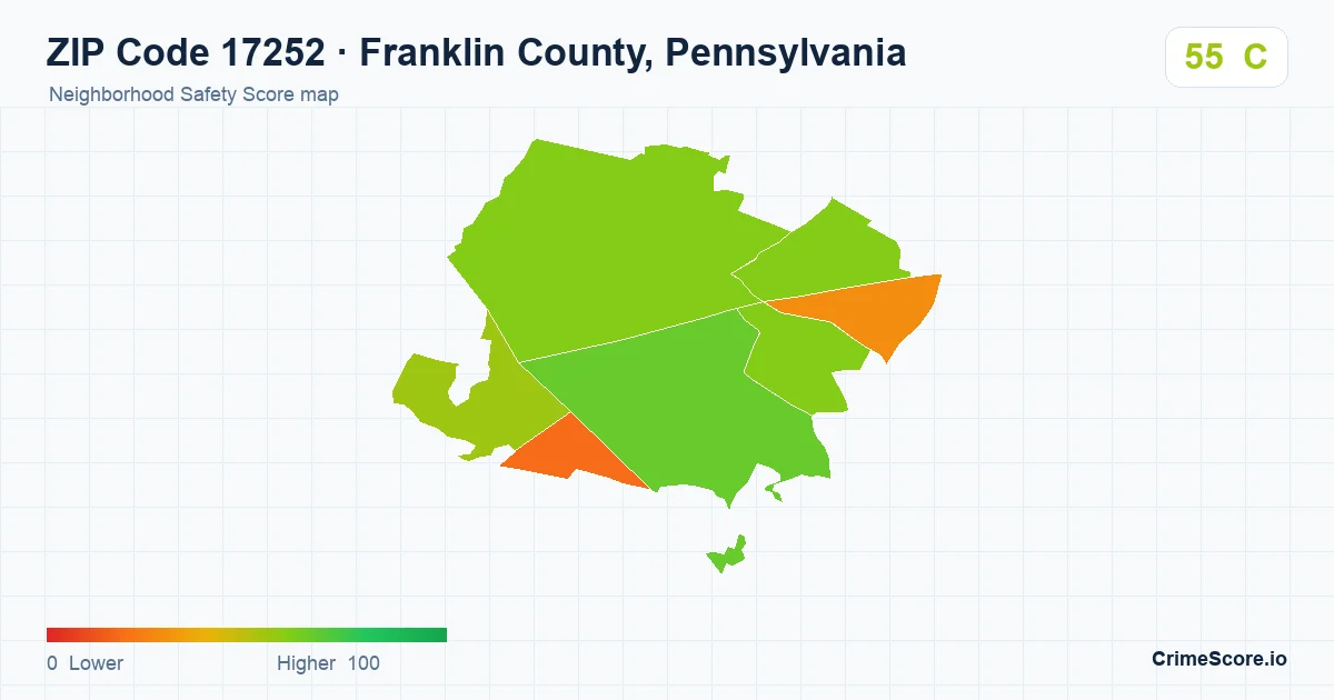 ZIP Code 17252 in Franklin County, Pennsylvania neighborhood Safety Score map