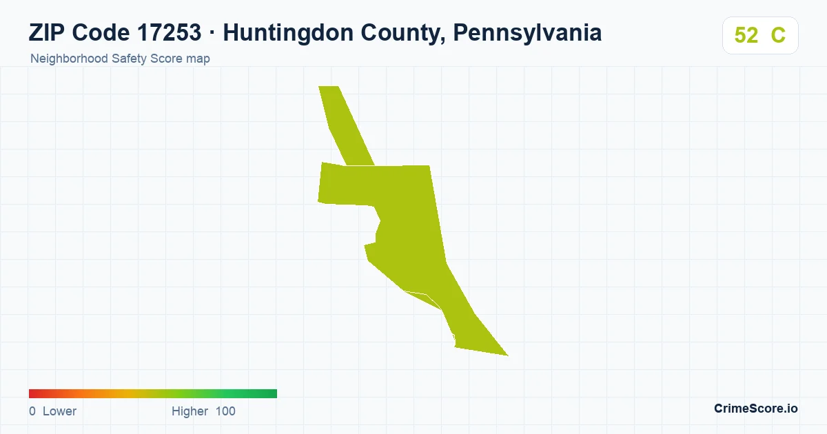 ZIP Code 17253 in Huntingdon County, Pennsylvania neighborhood Safety Score map