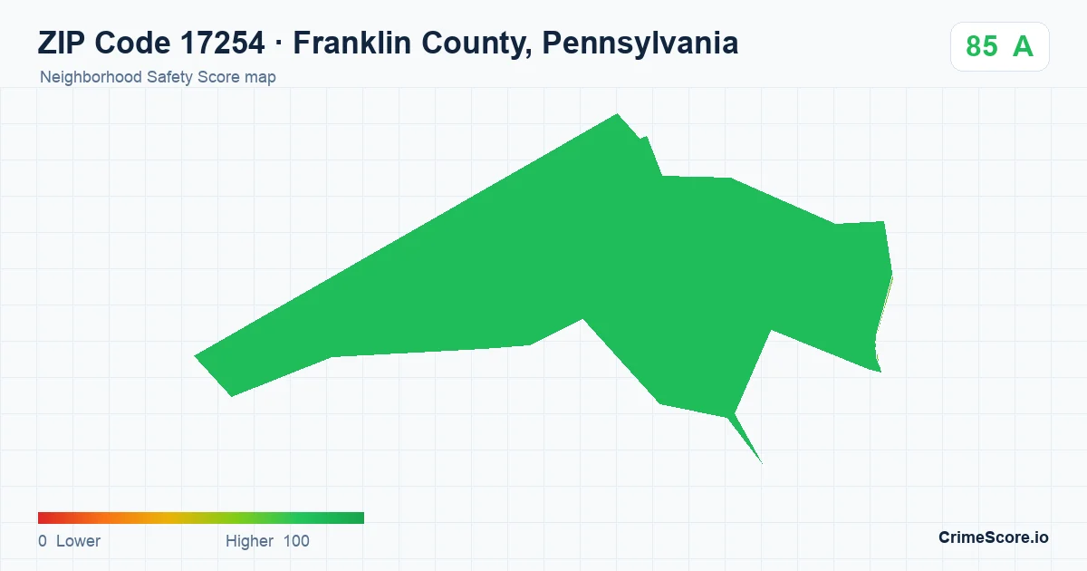 ZIP Code 17254 in Franklin County, Pennsylvania neighborhood Safety Score map