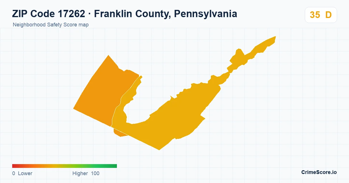 ZIP Code 17262 in Franklin County, Pennsylvania neighborhood Safety Score map