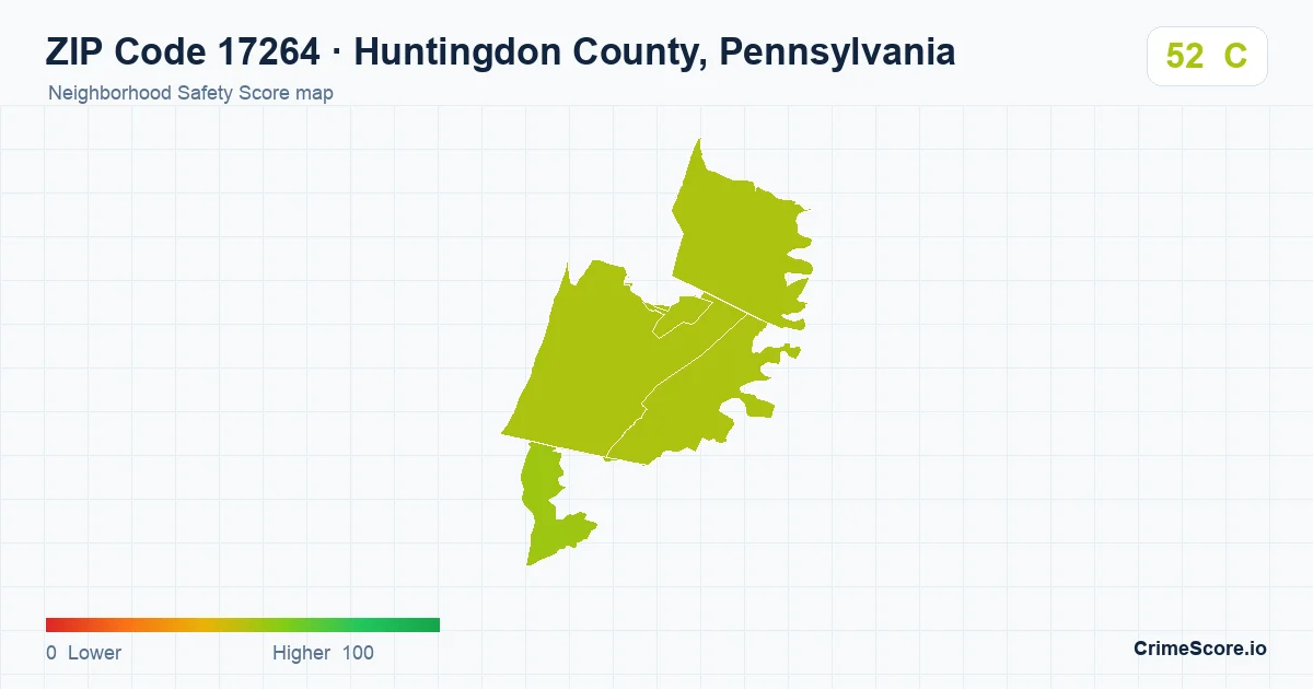 ZIP Code 17264 in Huntingdon County, Pennsylvania neighborhood Safety Score map