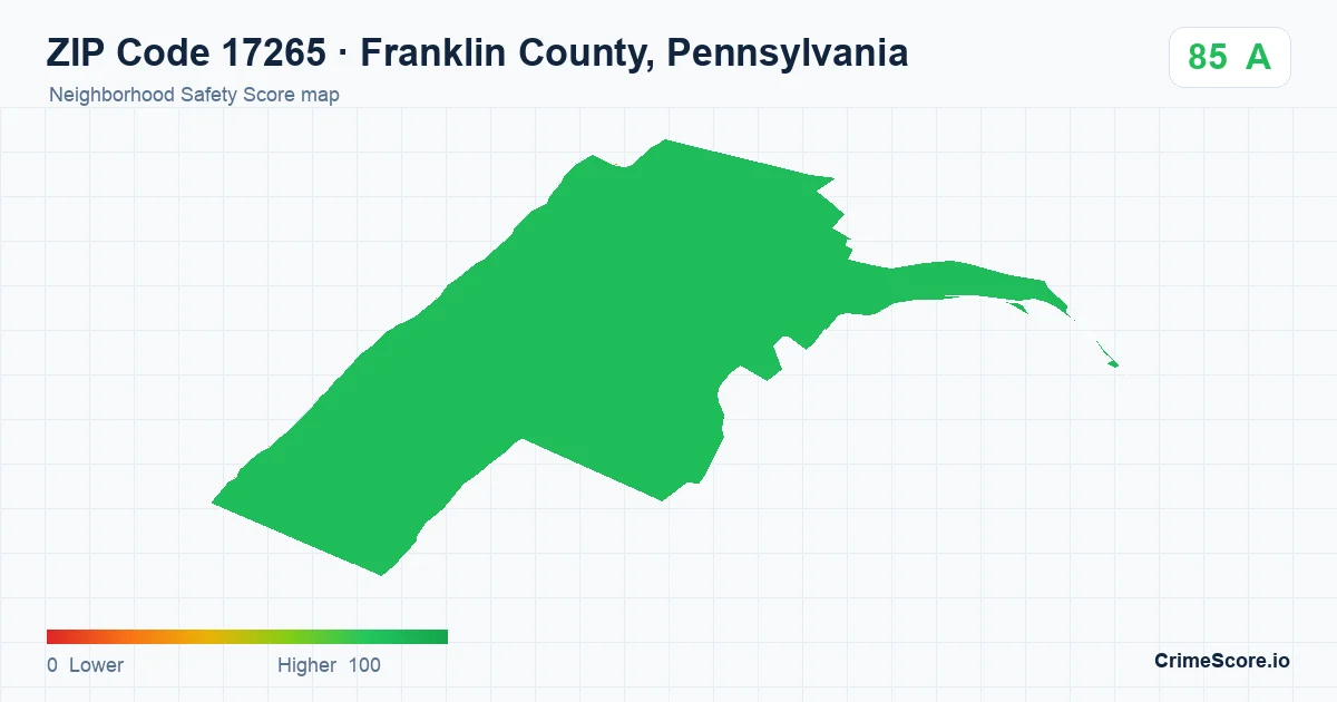 ZIP Code 17265 in Franklin County, Pennsylvania neighborhood Safety Score map