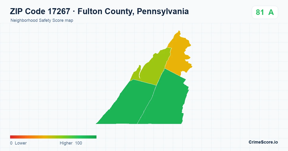 ZIP Code 17267 in Fulton County, Pennsylvania neighborhood Safety Score map