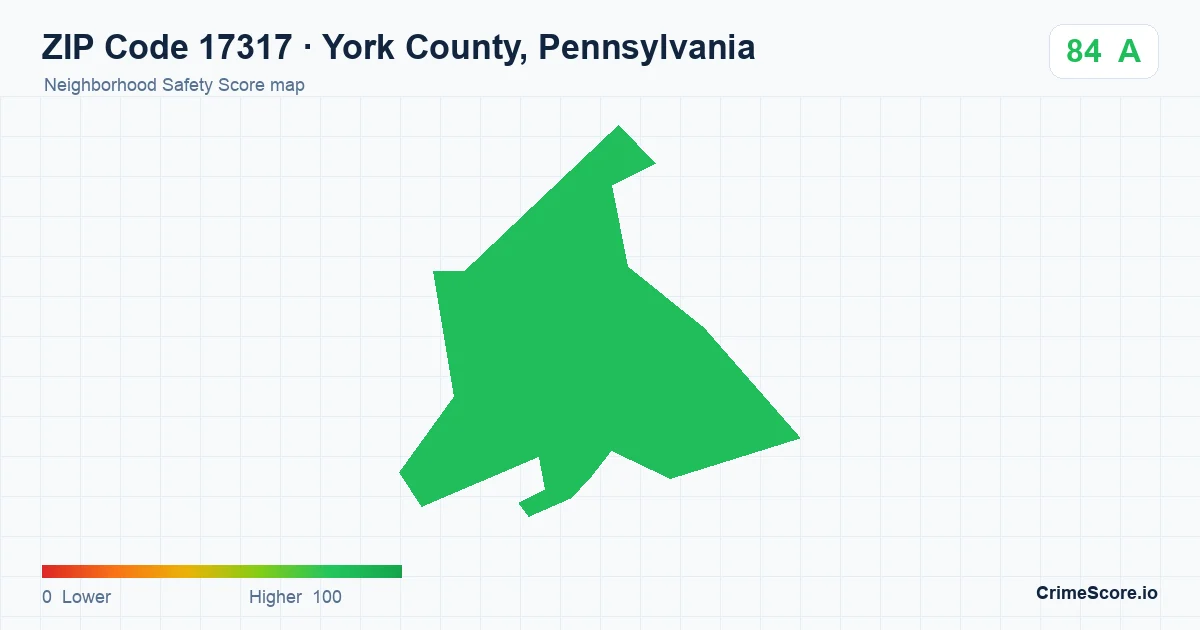 ZIP Code 17317 in York County, Pennsylvania neighborhood Safety Score map