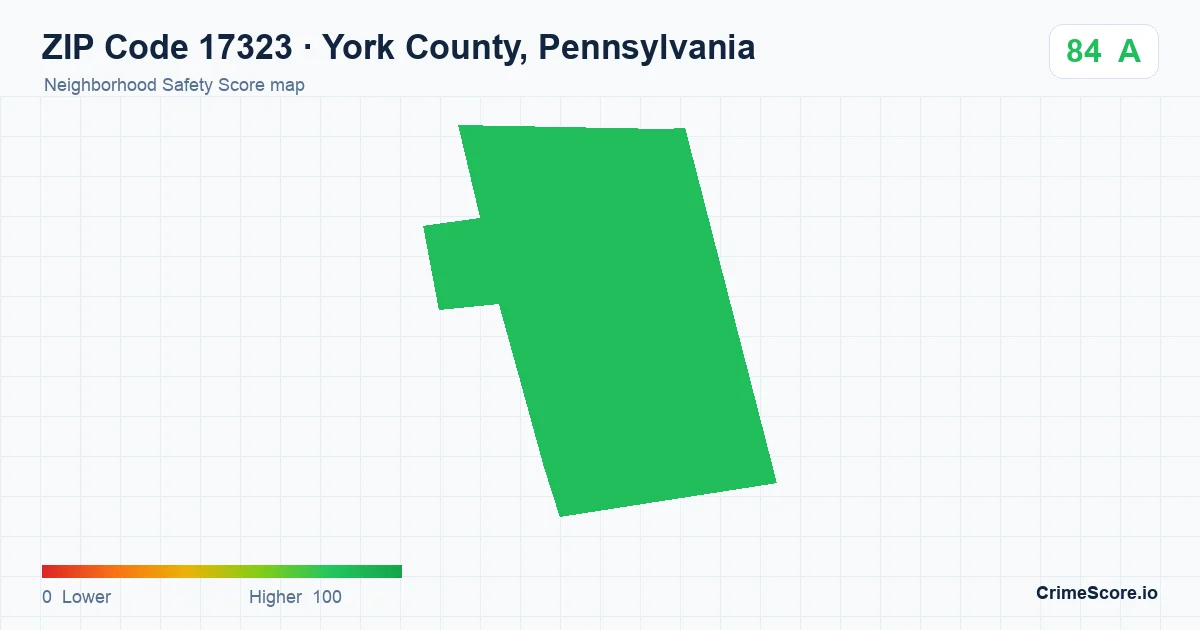 ZIP Code 17323 in York County, Pennsylvania neighborhood Safety Score map