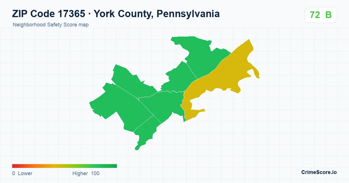 ZIP Code 17365 in York County, Pennsylvania neighborhood Safety Score map