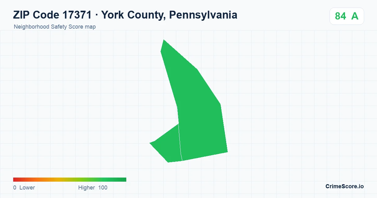 ZIP Code 17371 in York County, Pennsylvania neighborhood Safety Score map
