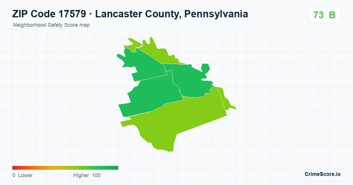 ZIP Code 17579 in Lancaster County, Pennsylvania neighborhood Safety Score map