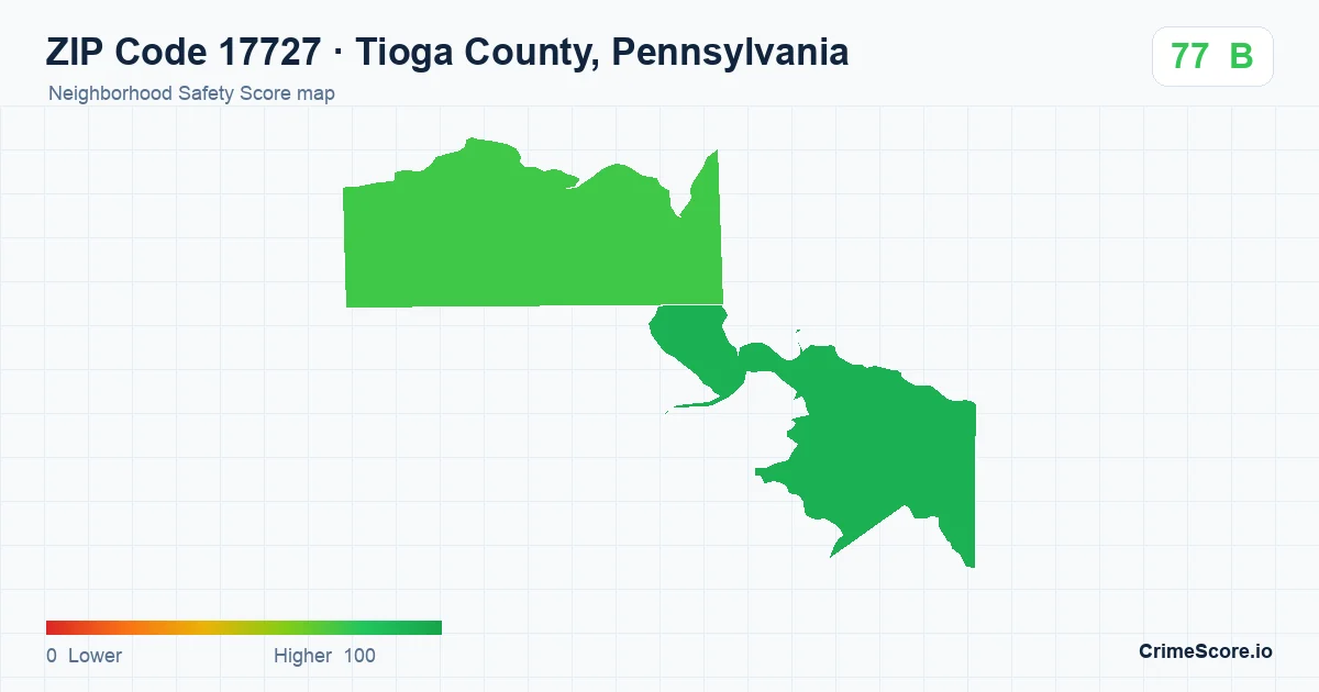 ZIP Code 17727 in Tioga County, Pennsylvania neighborhood Safety Score map