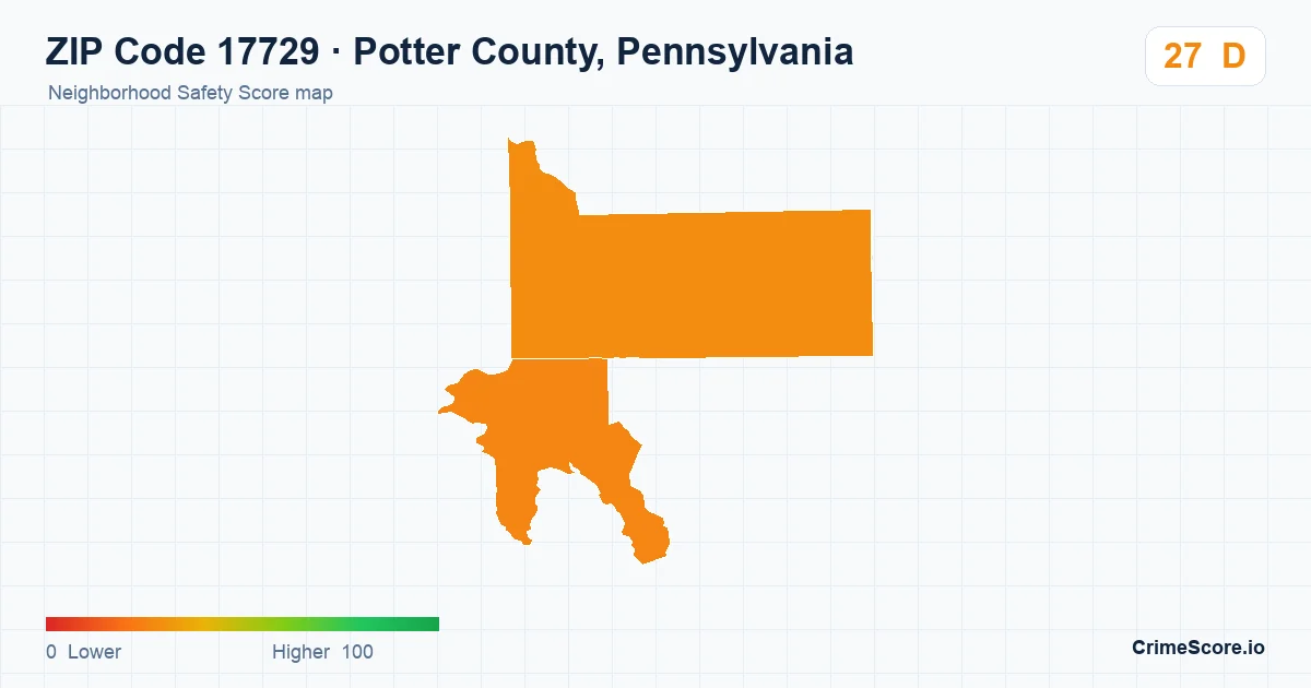 ZIP Code 17729 in Potter County, Pennsylvania neighborhood Safety Score map