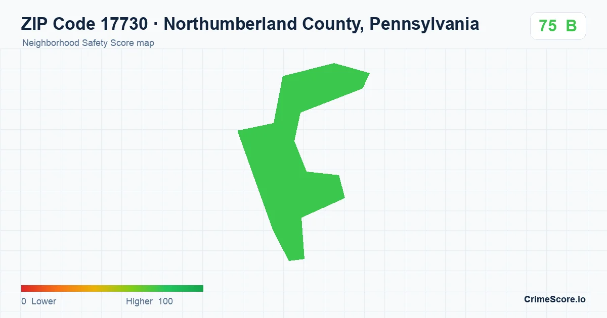 ZIP Code 17730 in Northumberland County, Pennsylvania neighborhood Safety Score map