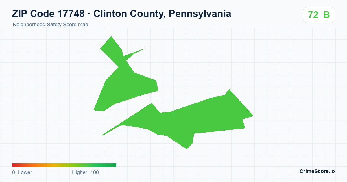 ZIP Code 17748 in Clinton County, Pennsylvania neighborhood Safety Score map