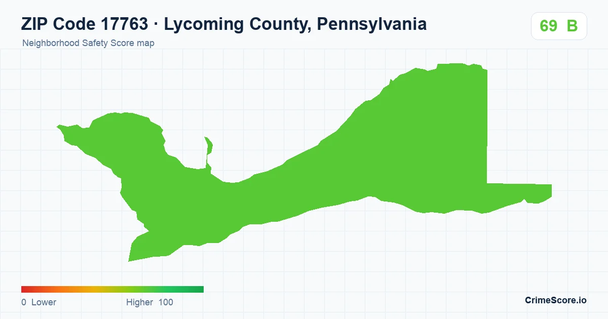 ZIP Code 17763 in Lycoming County, Pennsylvania neighborhood Safety Score map