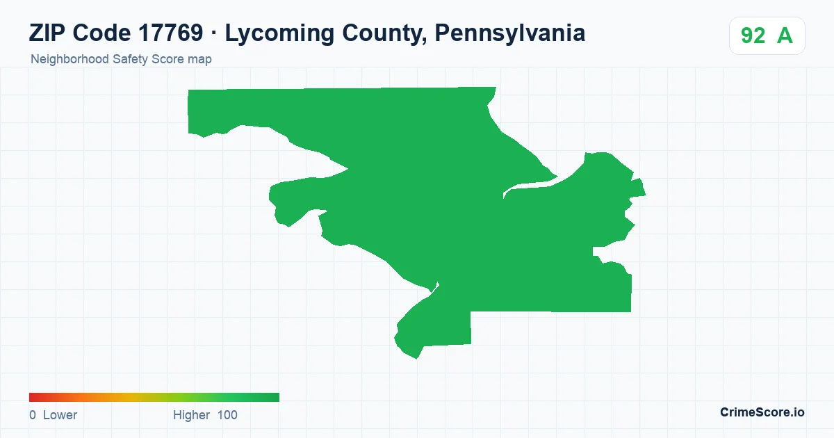 ZIP Code 17769 in Lycoming County, Pennsylvania neighborhood Safety Score map