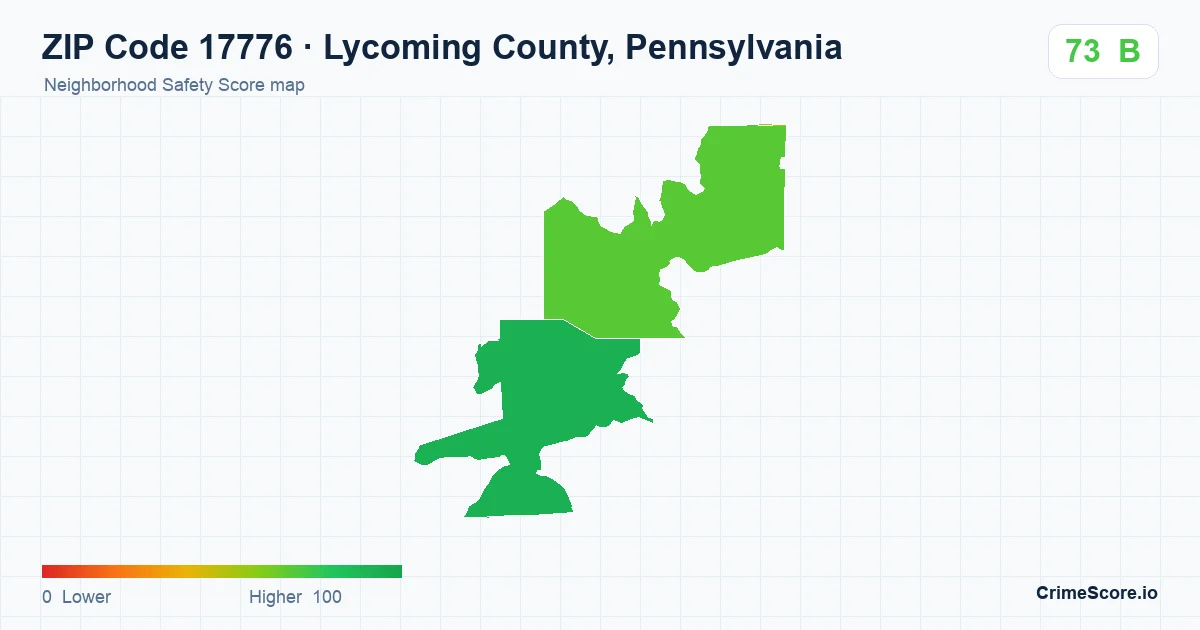 ZIP Code 17776 in Lycoming County, Pennsylvania neighborhood Safety Score map