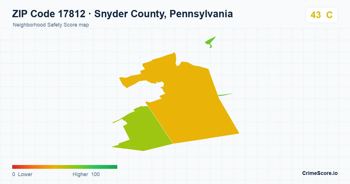 ZIP Code 17812 in Snyder County, Pennsylvania neighborhood Safety Score map