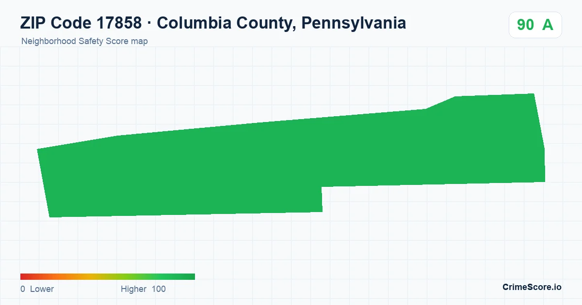 ZIP Code 17858 in Columbia County, Pennsylvania neighborhood Safety Score map