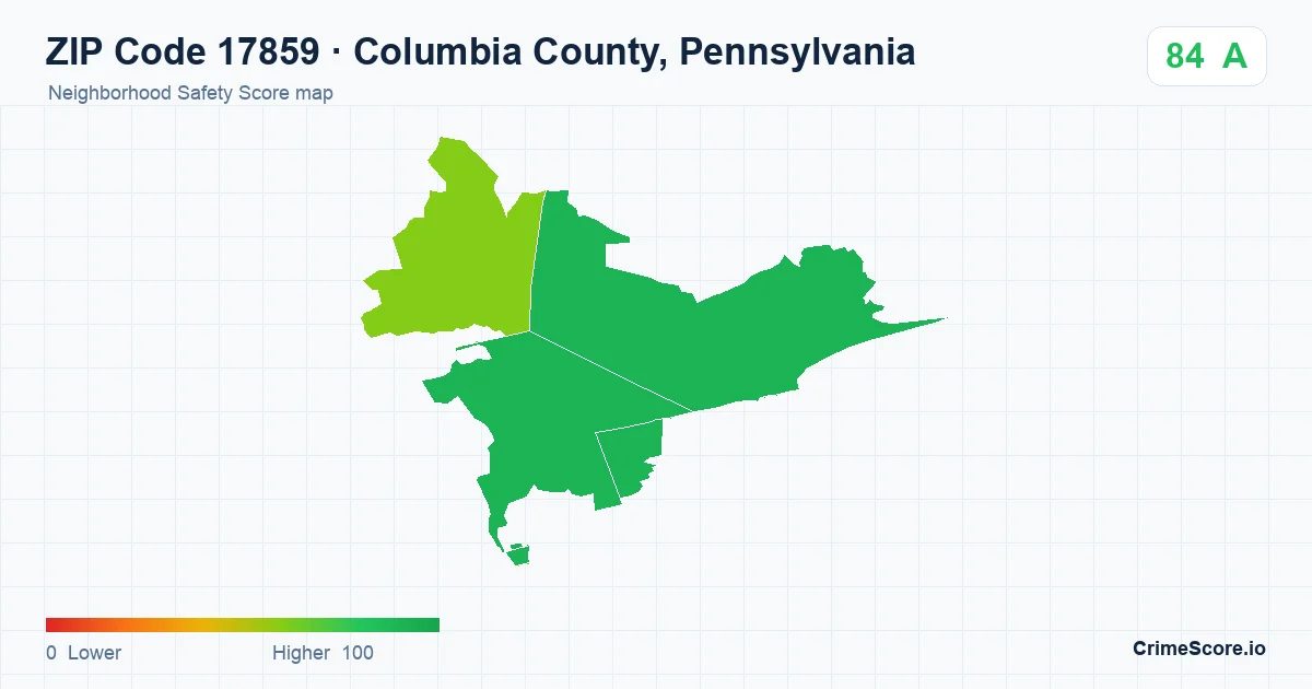 ZIP Code 17859 in Columbia County, Pennsylvania neighborhood Safety Score map
