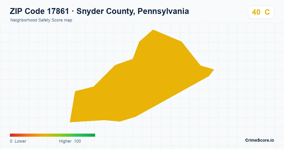 ZIP Code 17861 in Snyder County, Pennsylvania neighborhood Safety Score map
