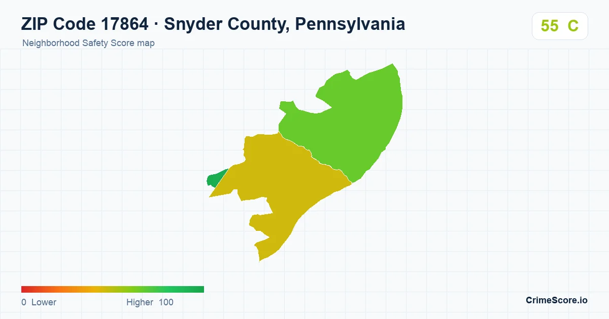 ZIP Code 17864 in Snyder County, Pennsylvania neighborhood Safety Score map