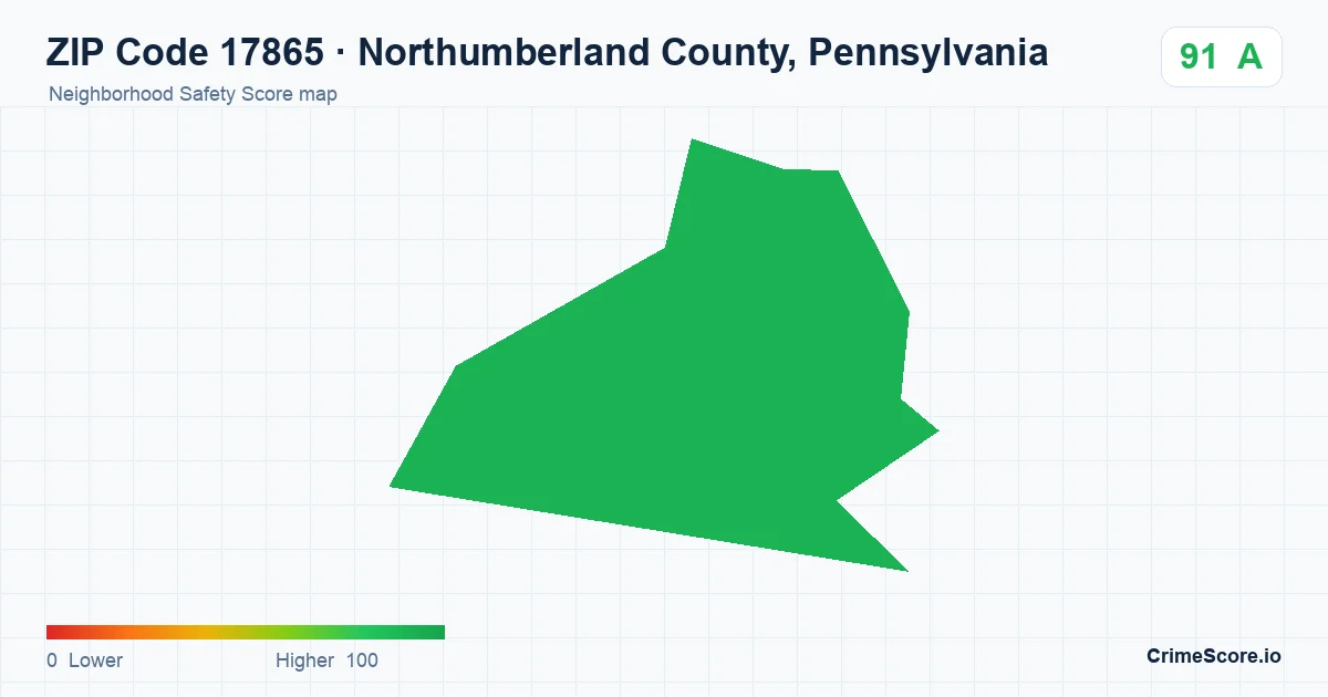 ZIP Code 17865 in Northumberland County, Pennsylvania neighborhood Safety Score map