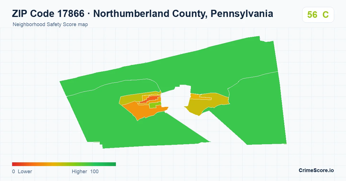 ZIP Code 17866 in Northumberland County, Pennsylvania neighborhood Safety Score map