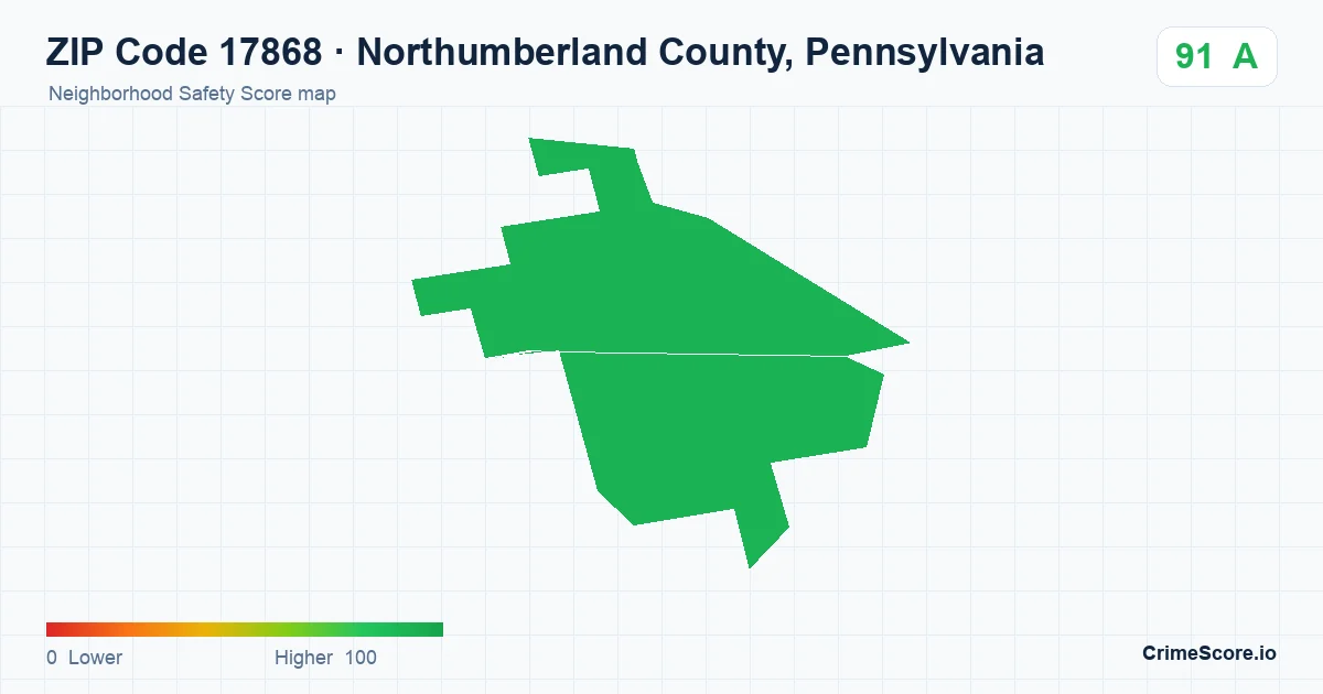 ZIP Code 17868 in Northumberland County, Pennsylvania neighborhood Safety Score map