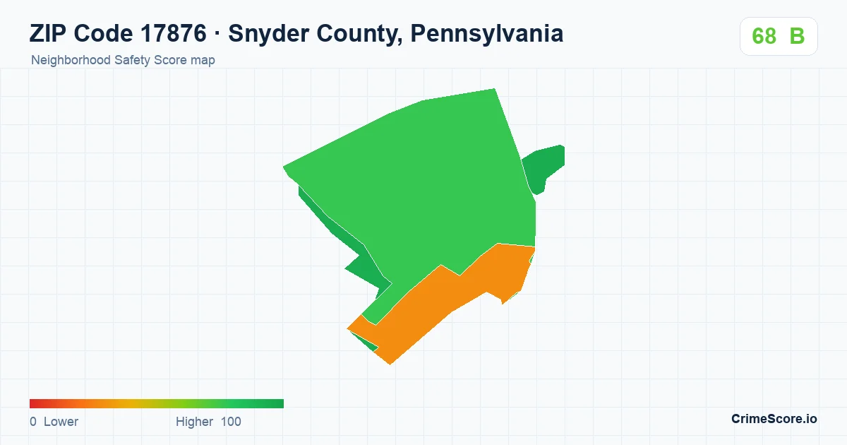 ZIP Code 17876 in Snyder County, Pennsylvania neighborhood Safety Score map
