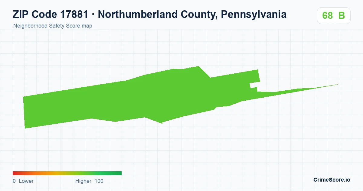 ZIP Code 17881 in Northumberland County, Pennsylvania neighborhood Safety Score map