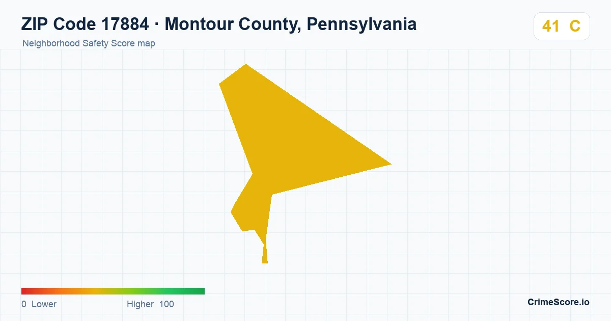 ZIP Code 17884 in Montour County, Pennsylvania neighborhood Safety Score map