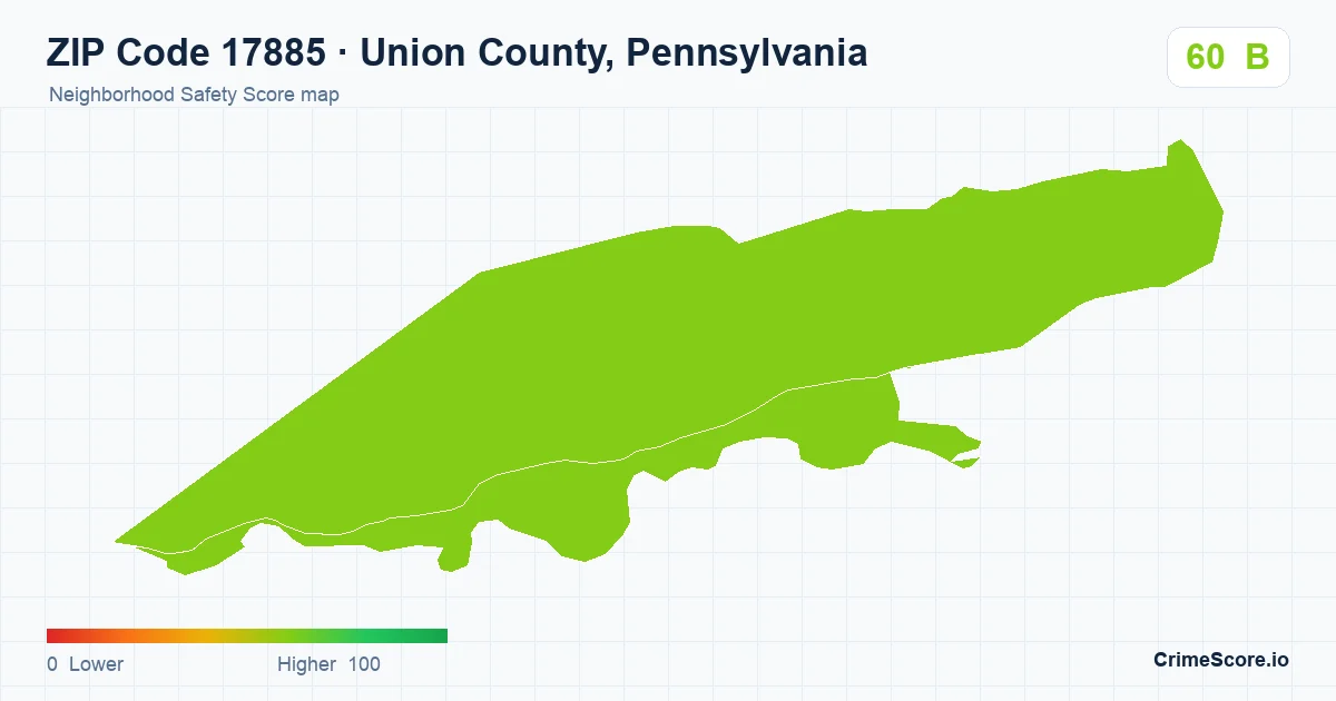 ZIP Code 17885 in Union County, Pennsylvania neighborhood Safety Score map