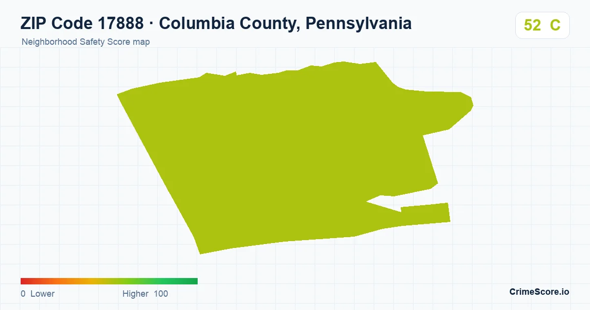 ZIP Code 17888 in Columbia County, Pennsylvania neighborhood Safety Score map