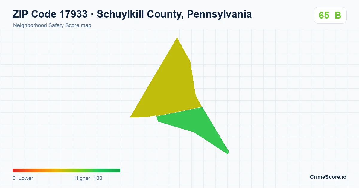 ZIP Code 17933 in Schuylkill County, Pennsylvania neighborhood Safety Score map