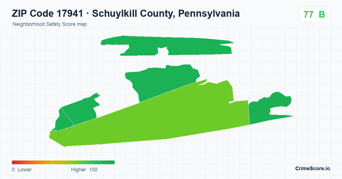ZIP Code 17941 in Schuylkill County, Pennsylvania neighborhood Safety Score map