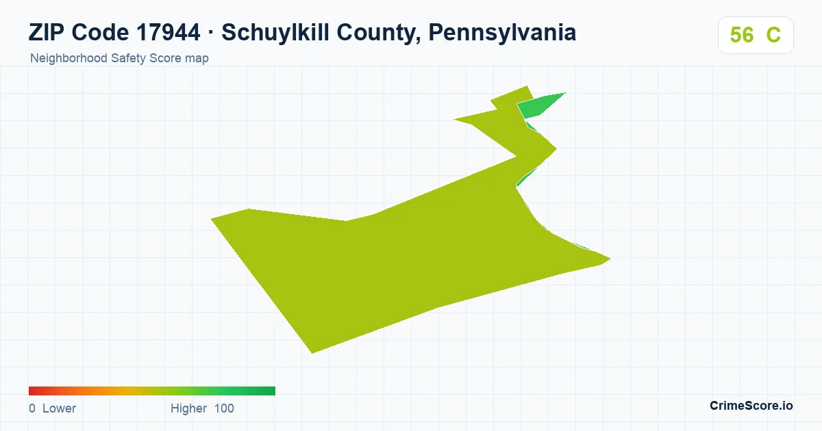 ZIP Code 17944 in Schuylkill County, Pennsylvania neighborhood Safety Score map
