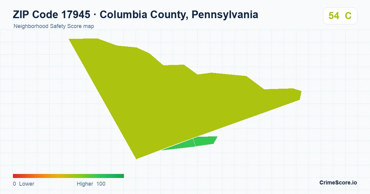 ZIP Code 17945 in Columbia County, Pennsylvania neighborhood Safety Score map