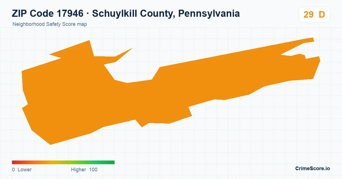 ZIP Code 17946 in Schuylkill County, Pennsylvania neighborhood Safety Score map