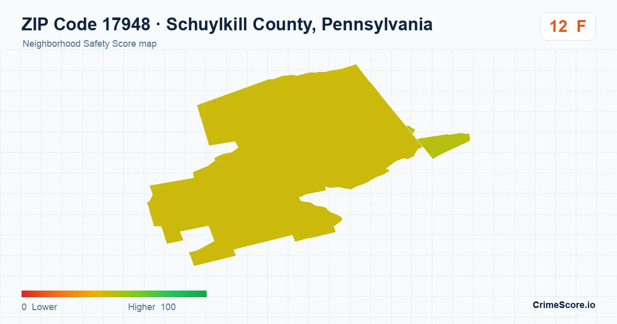ZIP Code 17948 in Schuylkill County, Pennsylvania neighborhood Safety Score map