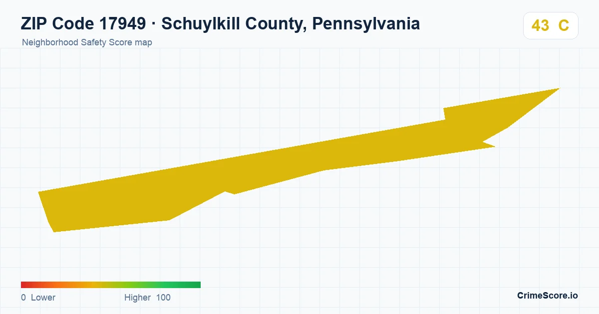 ZIP Code 17949 in Schuylkill County, Pennsylvania neighborhood Safety Score map