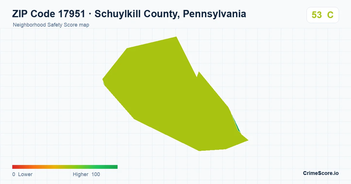 ZIP Code 17951 in Schuylkill County, Pennsylvania neighborhood Safety Score map