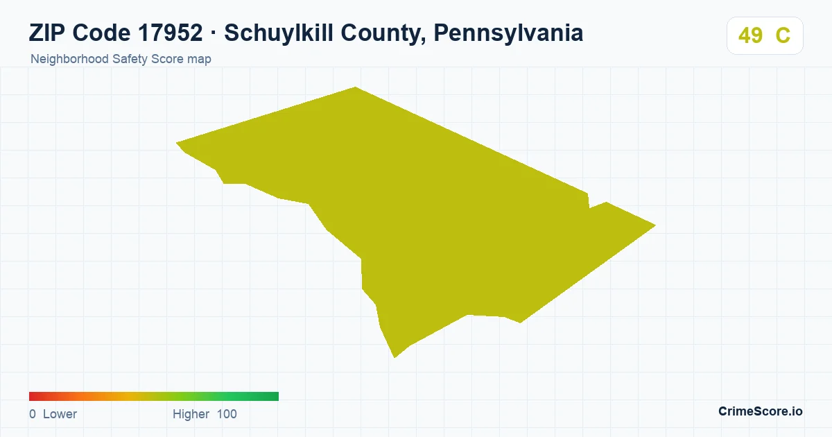 ZIP Code 17952 in Schuylkill County, Pennsylvania neighborhood Safety Score map