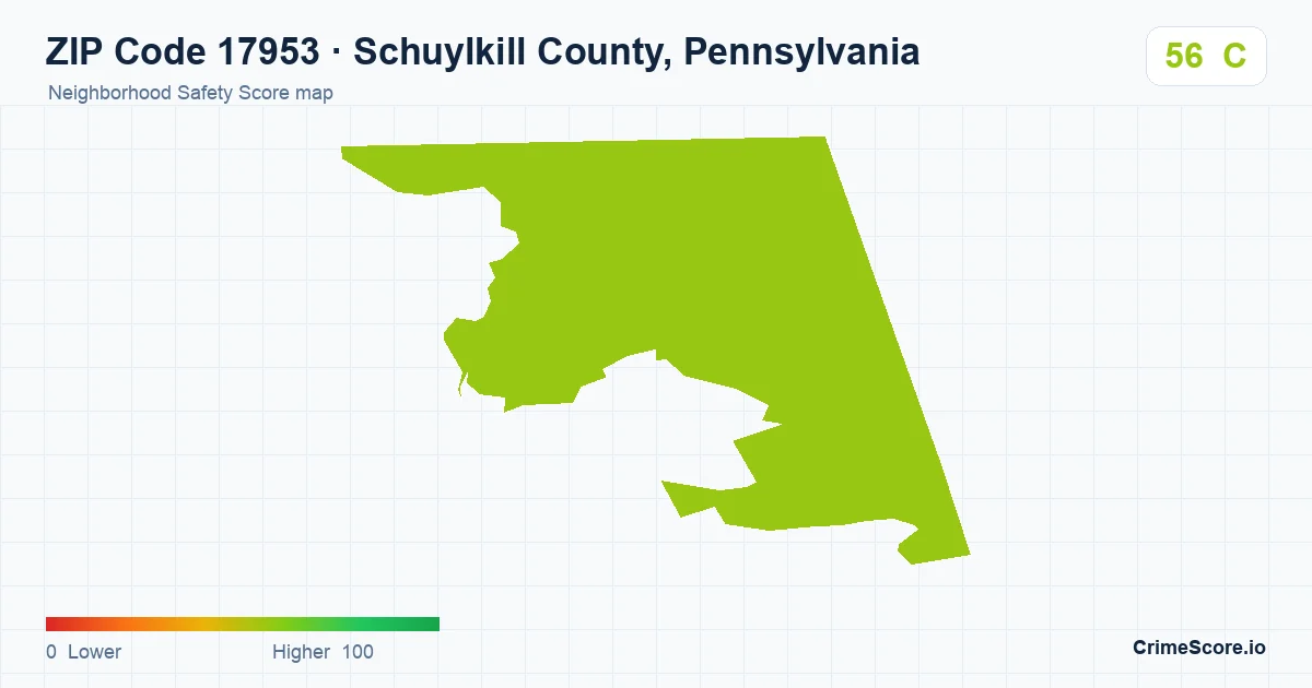 ZIP Code 17953 in Schuylkill County, Pennsylvania neighborhood Safety Score map