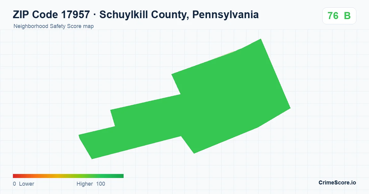 ZIP Code 17957 in Schuylkill County, Pennsylvania neighborhood Safety Score map