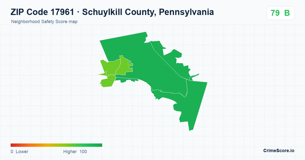 ZIP Code 17961 in Schuylkill County, Pennsylvania neighborhood Safety Score map